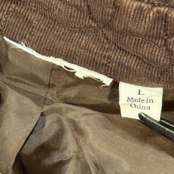 Y2K Unbranded Dark Chocolate Brown Quilted Corduroy Jacket Womens size Large - Picture 7 of 11